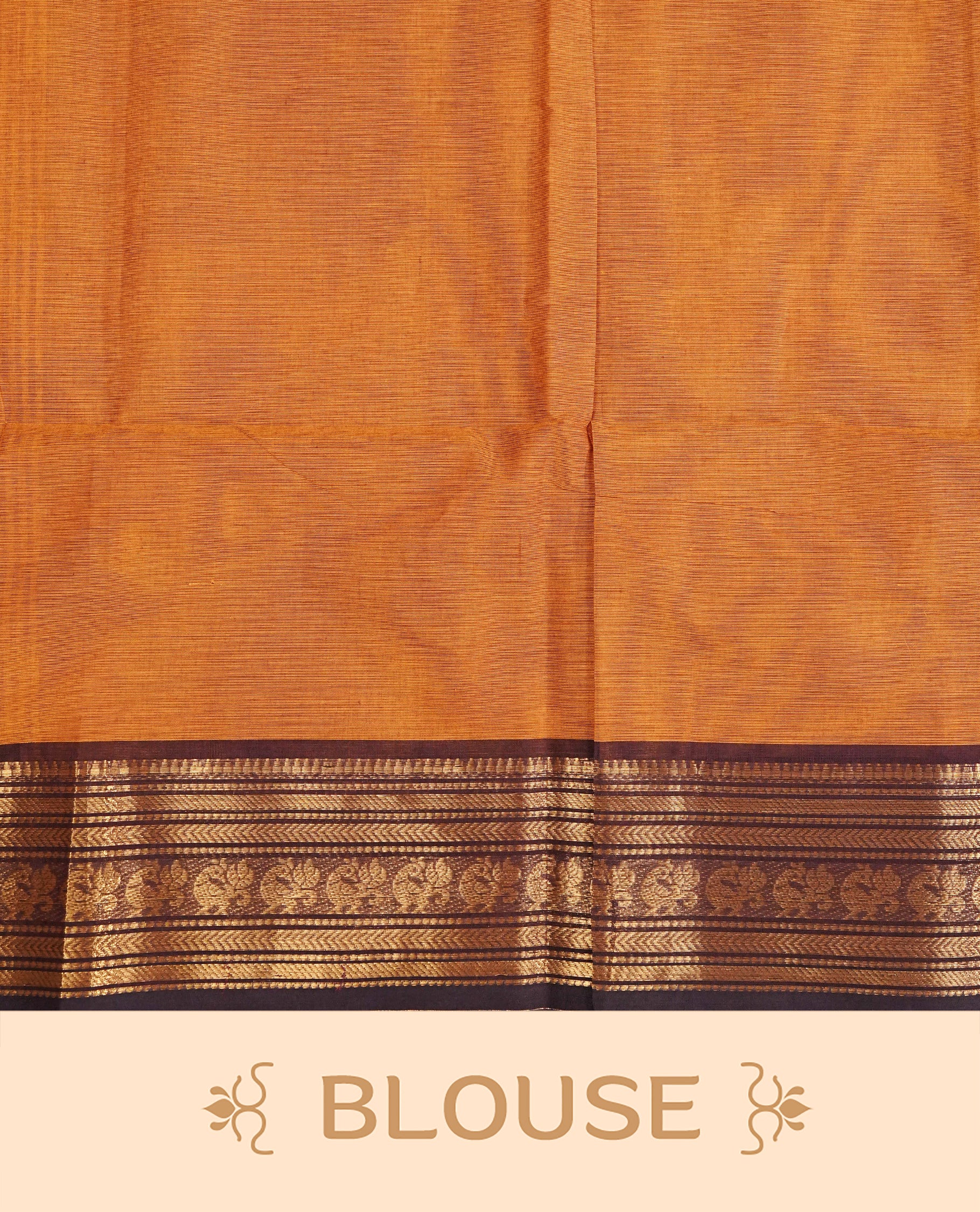 Mustard colour chettinad cotton saree Featuring Elegant plain body, complemented by contrast black colour with zari border, comes with matching blouse piece.