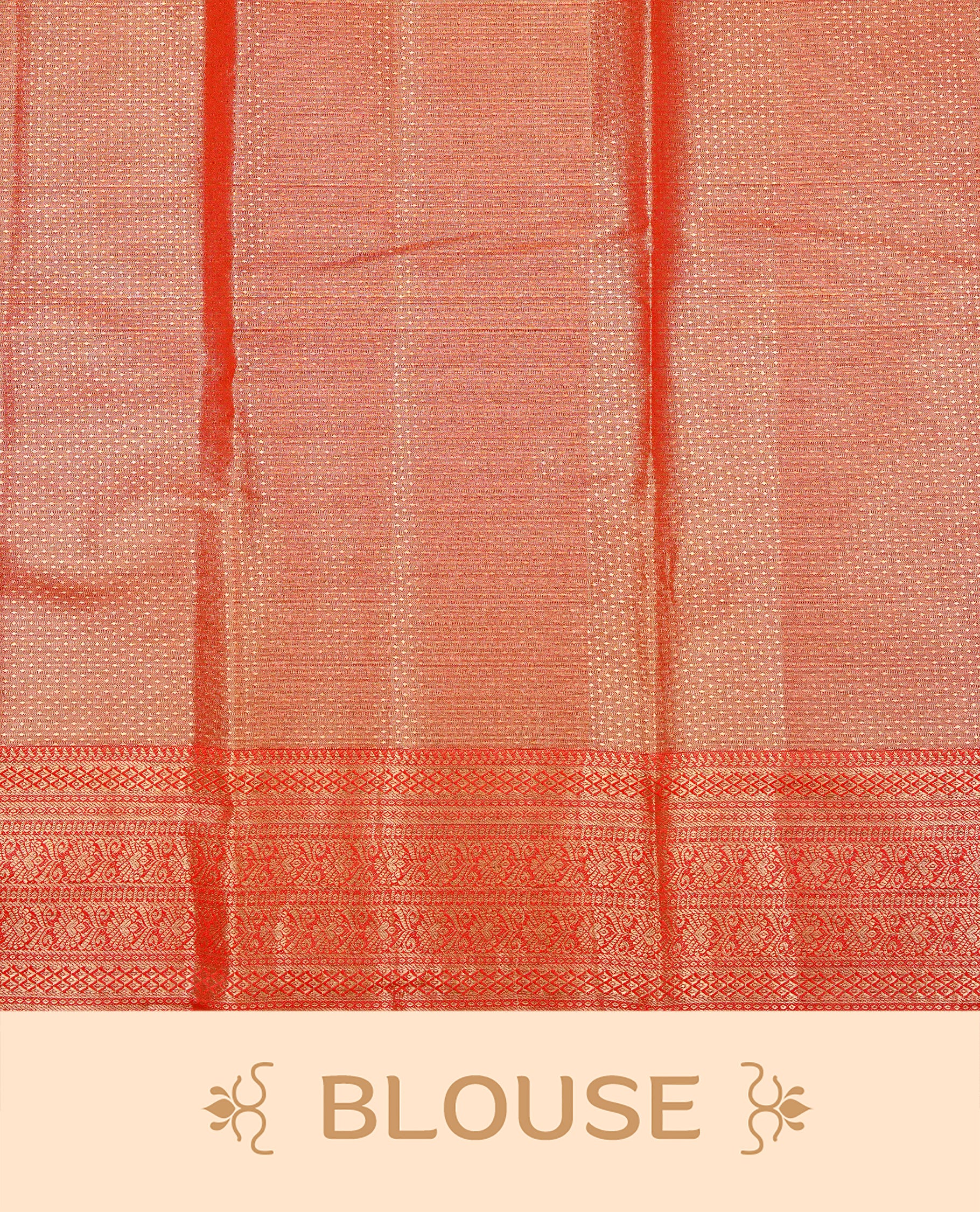 Red & Gold colour Double shade Semi tissue silk saree featuring self color kodi pattern on body, self colour with traditional border, paired with matching.