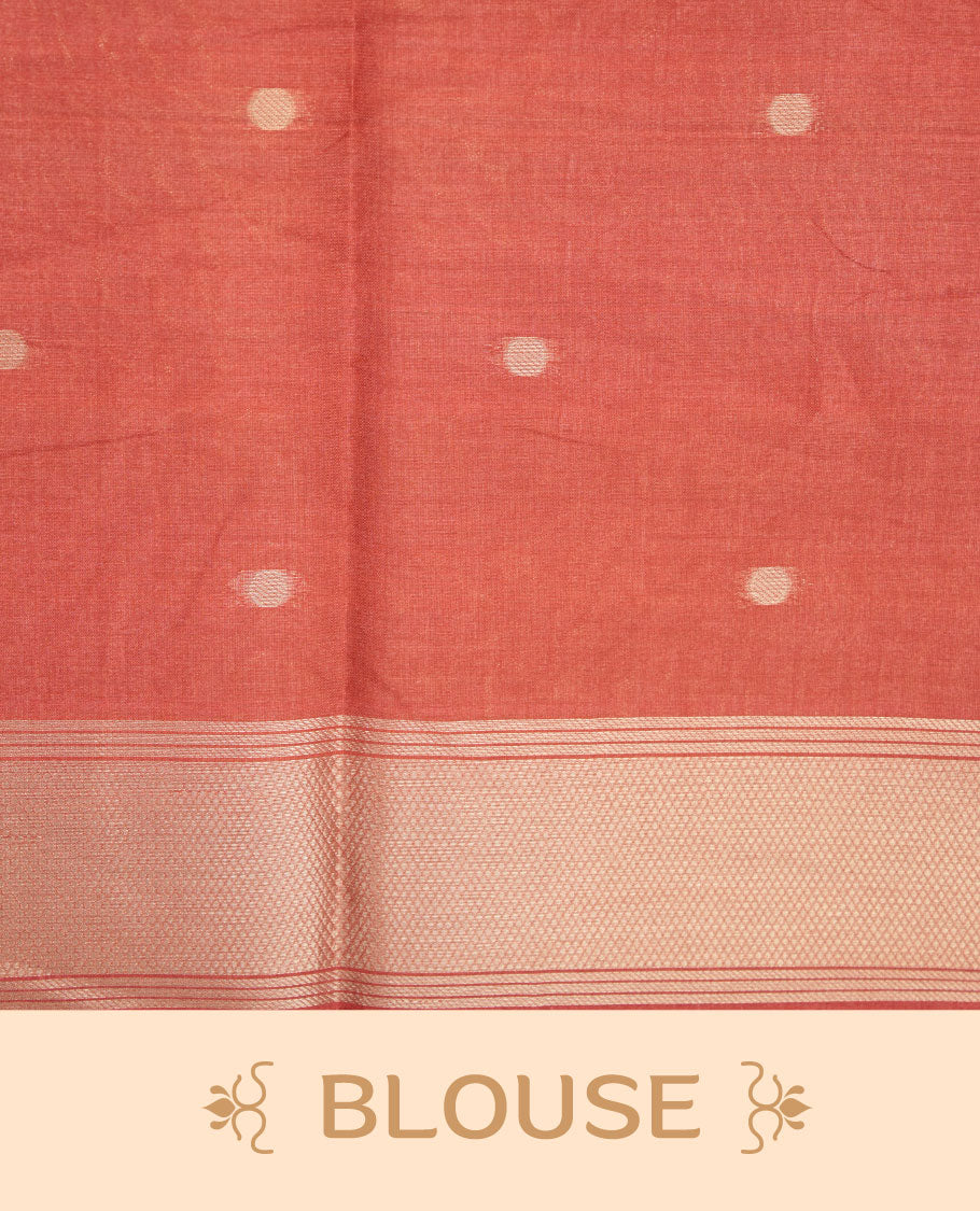 Peach and Light pink colour semi tussar silk saree, featuring an intricate gold zari stripes on body and pallu , comes with matching blouse.