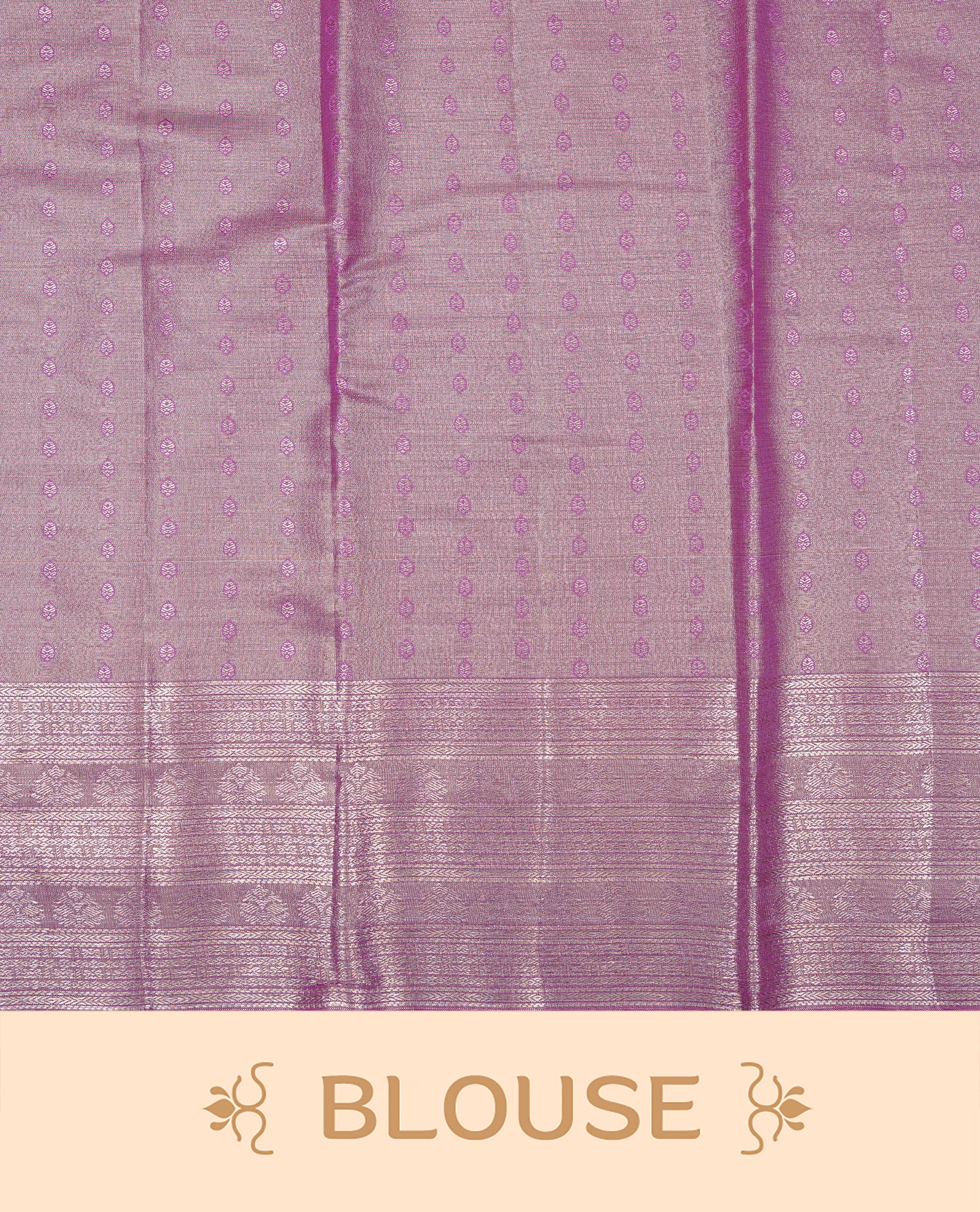 Lavender & Gold colour Double shade Semi tissue silk saree featuring self color kodi pattern on body, self colour with traditional border, paired with matching.