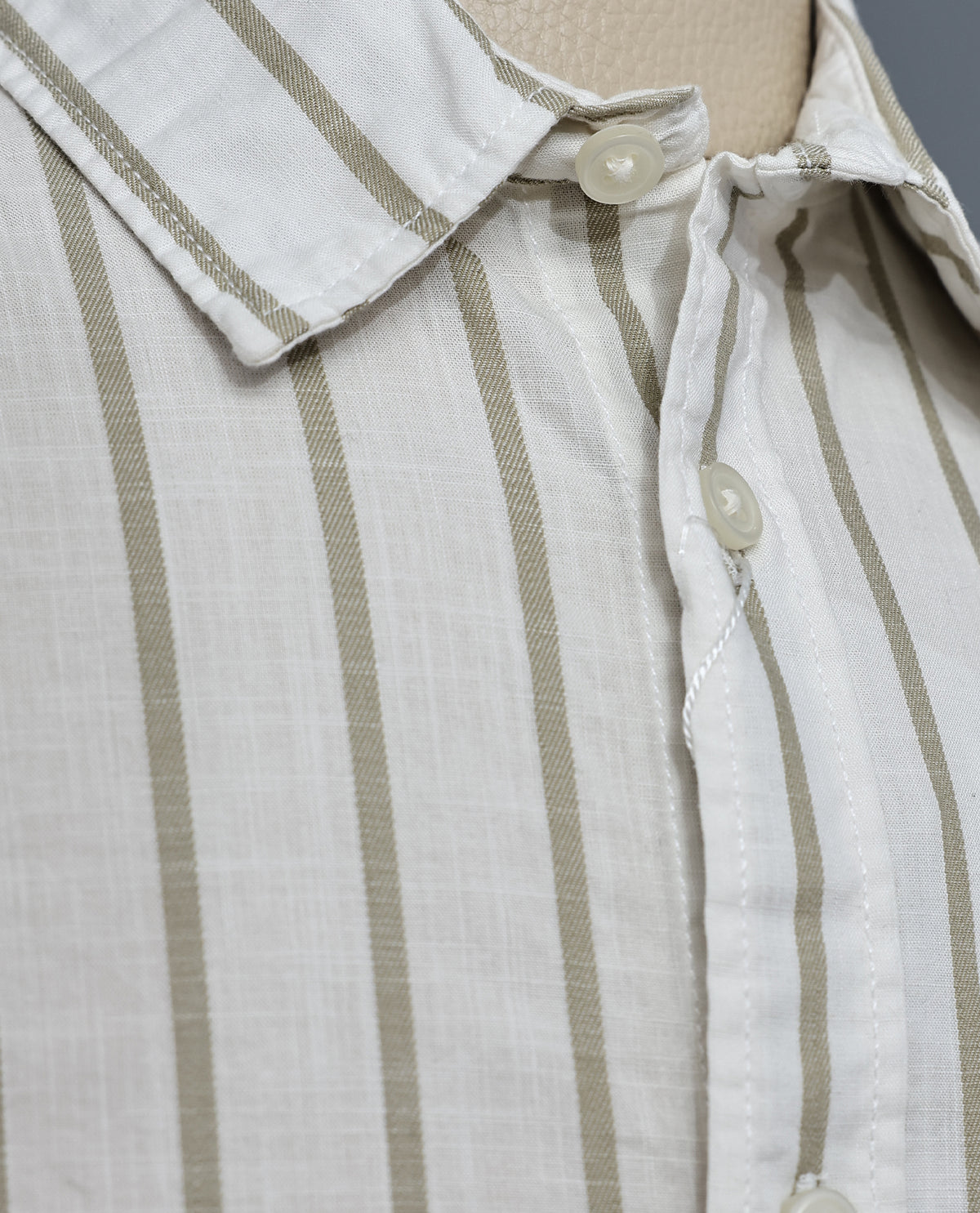 White colour shirt Light Brown colour Strip pattern body, Half sleeve.