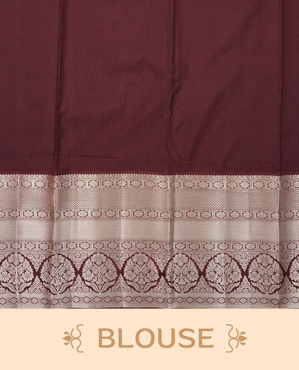 Green colour semi wedding saree featuring gold zari check with motifs on body complemented by contrast chocolate colour with traditional border, comes with matching blouse piece.