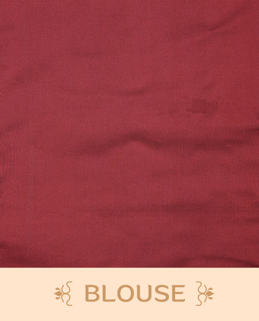 Olive colour soft silk saree features a sleek borderless design with intricate antique zari motifs, flowing into a striking contrast red pallu and a matching blouse piece.