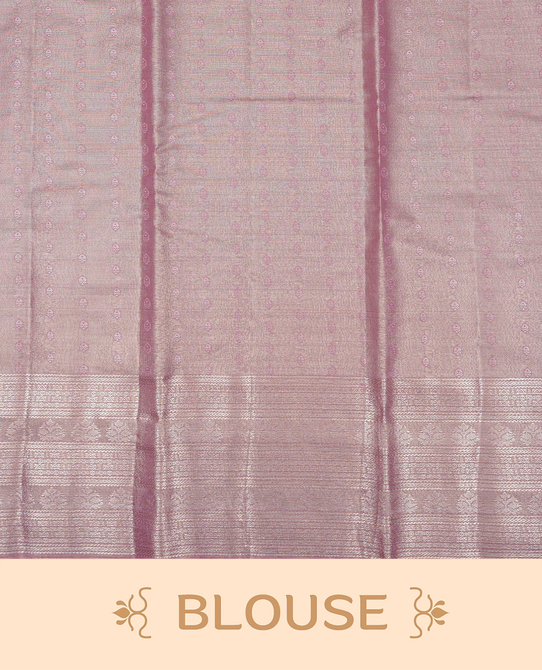 Lavender & Silver colour Double shade Semi tissue silk saree featuring silver zari kodi pattern on body, self colour with traditional border, paired with matching.