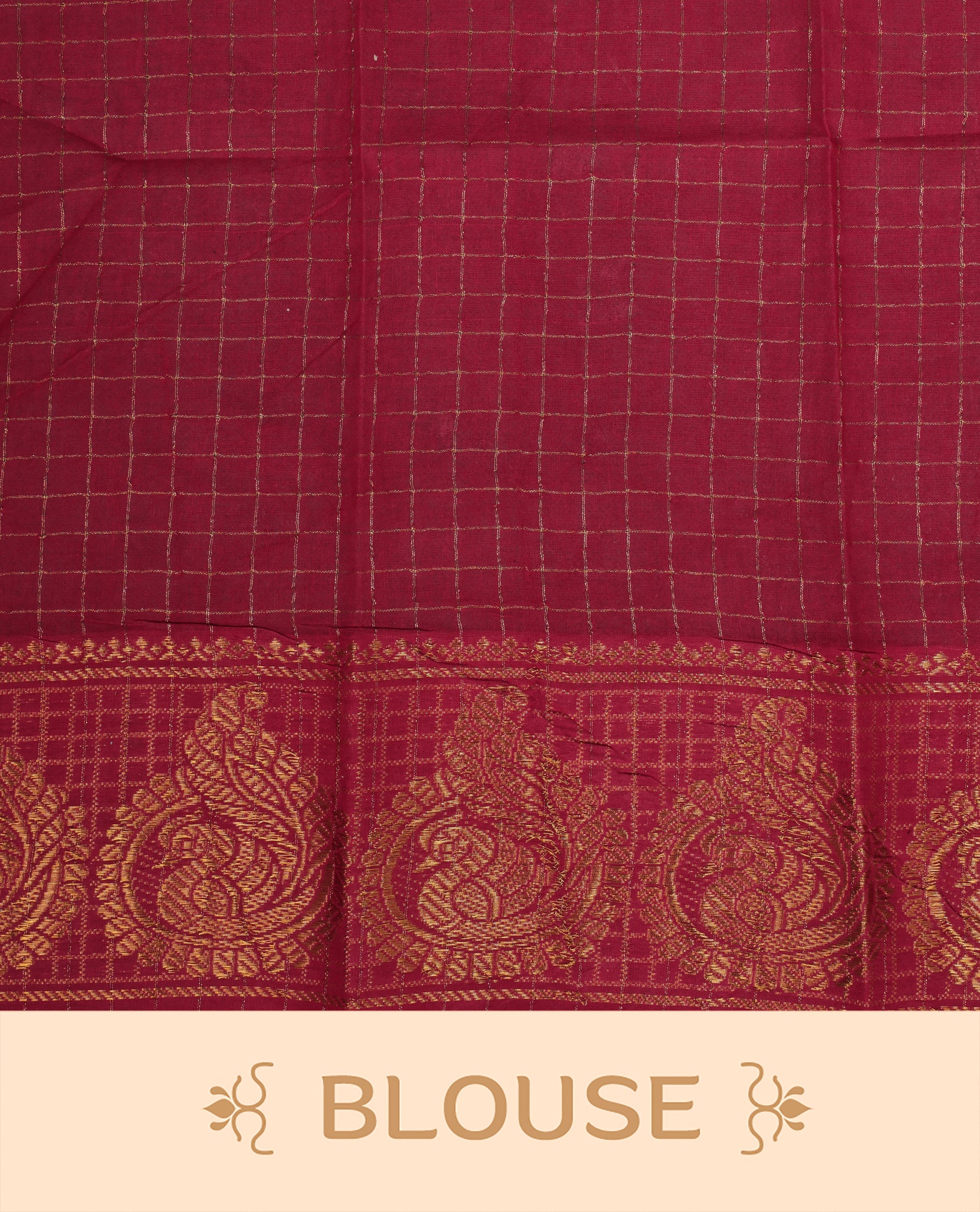 Off white colour Sungudi cotton saree featuring Gold zari Zigzag stripes on body, Gold zari Peacock chakram design on Self colour border, paired with matching blouse piece.