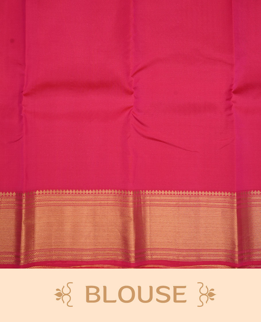 Beige colour Vasundhara silk saree featuring zari pattern on body, complemented by contrast Red with zari patterned border, and paired with matching blouse piece.