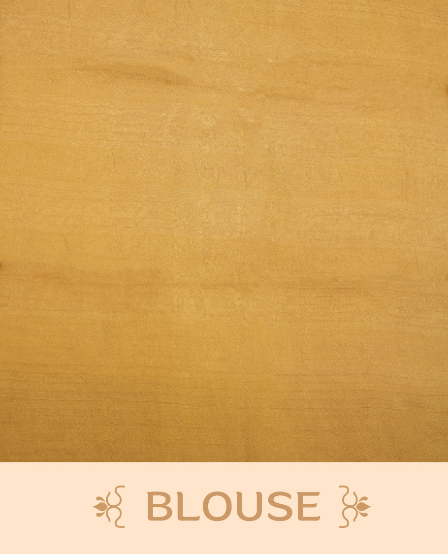 Cream & yellow dye pattern colour semi jute saree highlighting white stripped body, without border and paired with matching blouse.