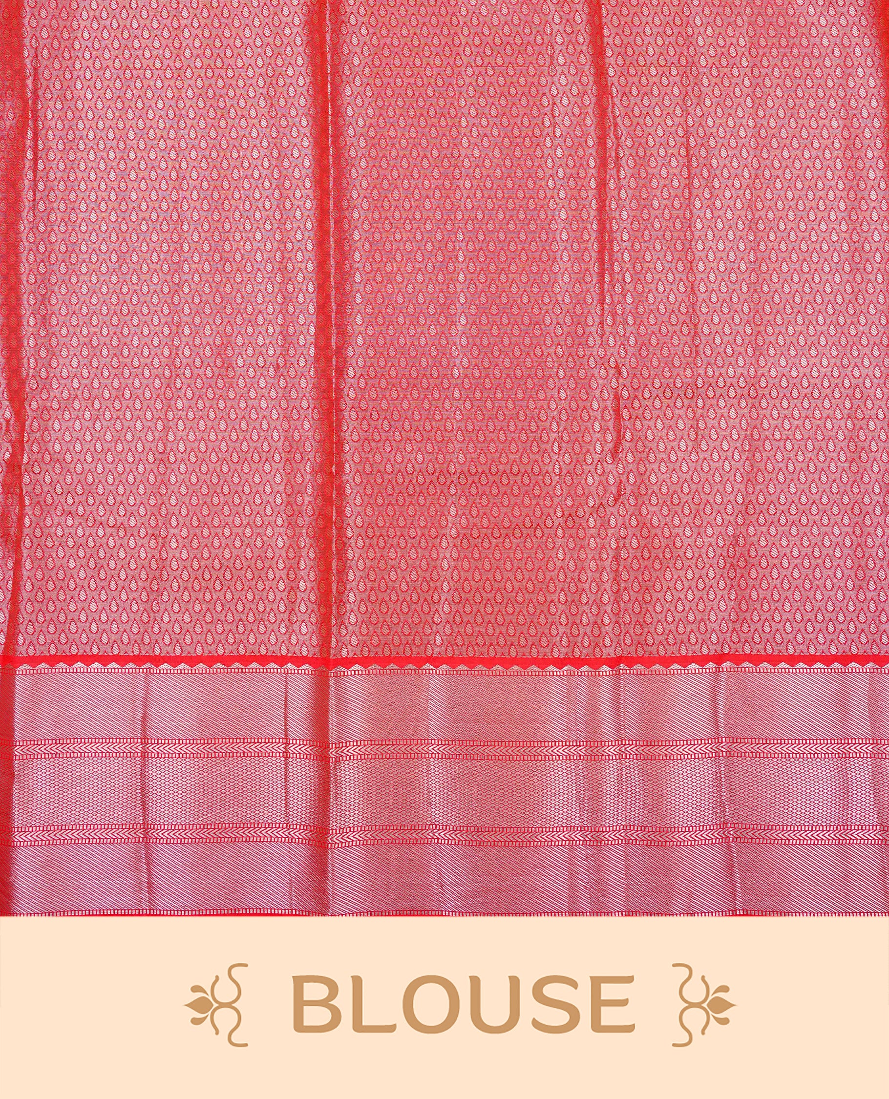 Light Bronze colour Semi tissue silk saree featuring Light pink & Gold Zari kodi pattern on body, Contrast Red colour with traditional border, paired with matching.