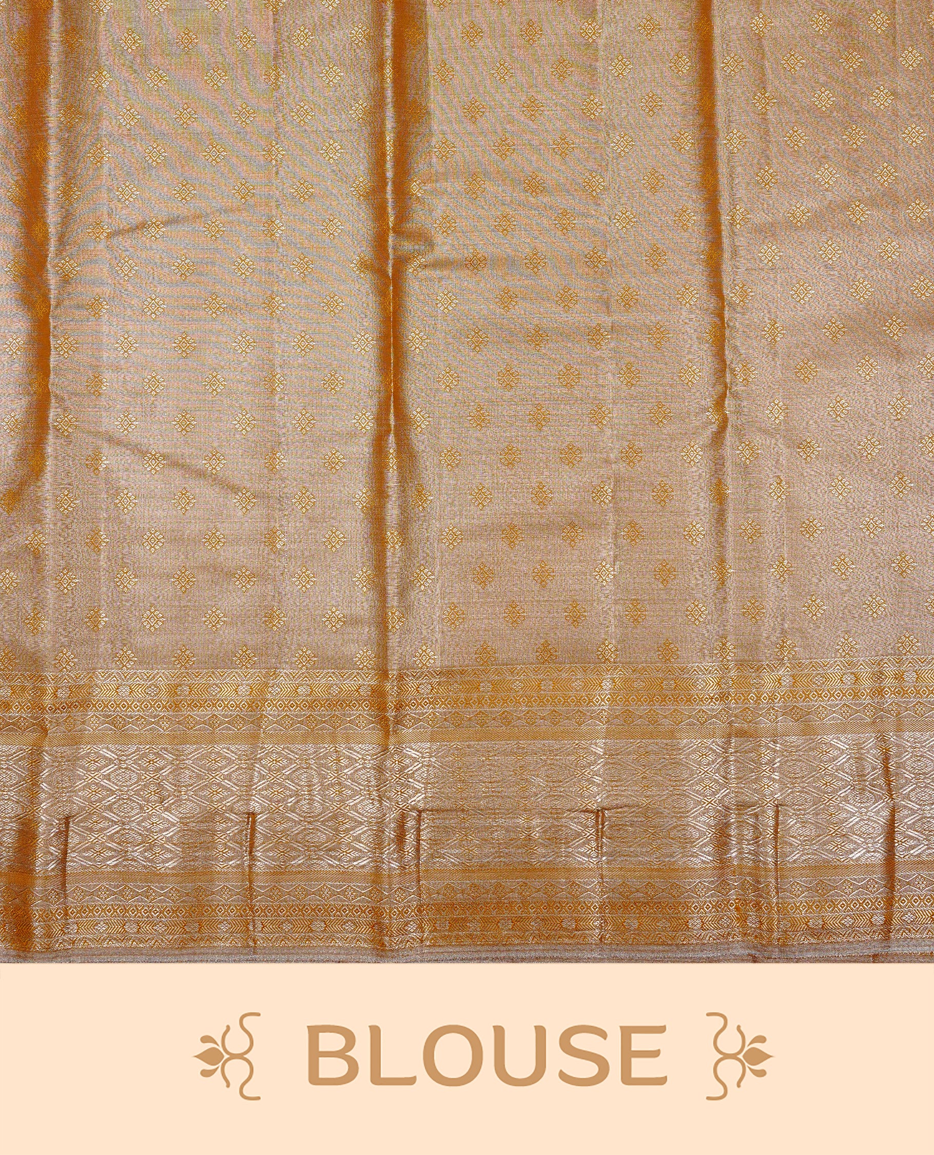 Mustard & Silver colour Double shade Semi tissue silk saree featuring silver zari kodi pattern on body, self colour with traditional border, paired with matching.