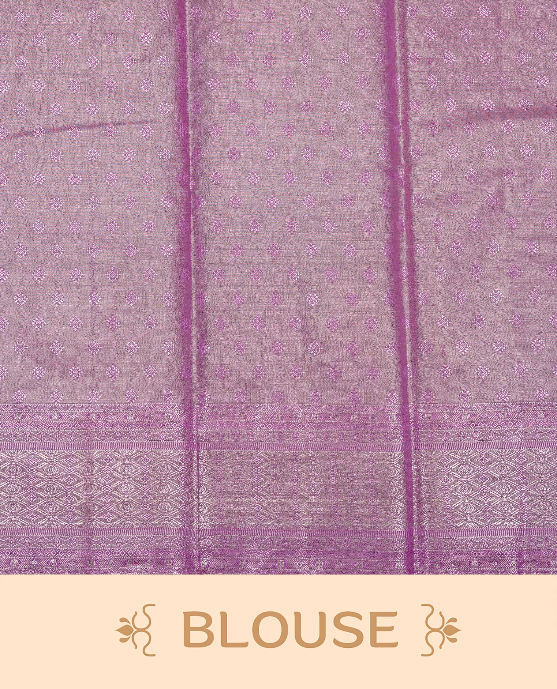 Lavender & Gold colour Double shade Semi tissue silk saree featuring self color kodi pattern on body, self colour with traditional border, paired with matching.