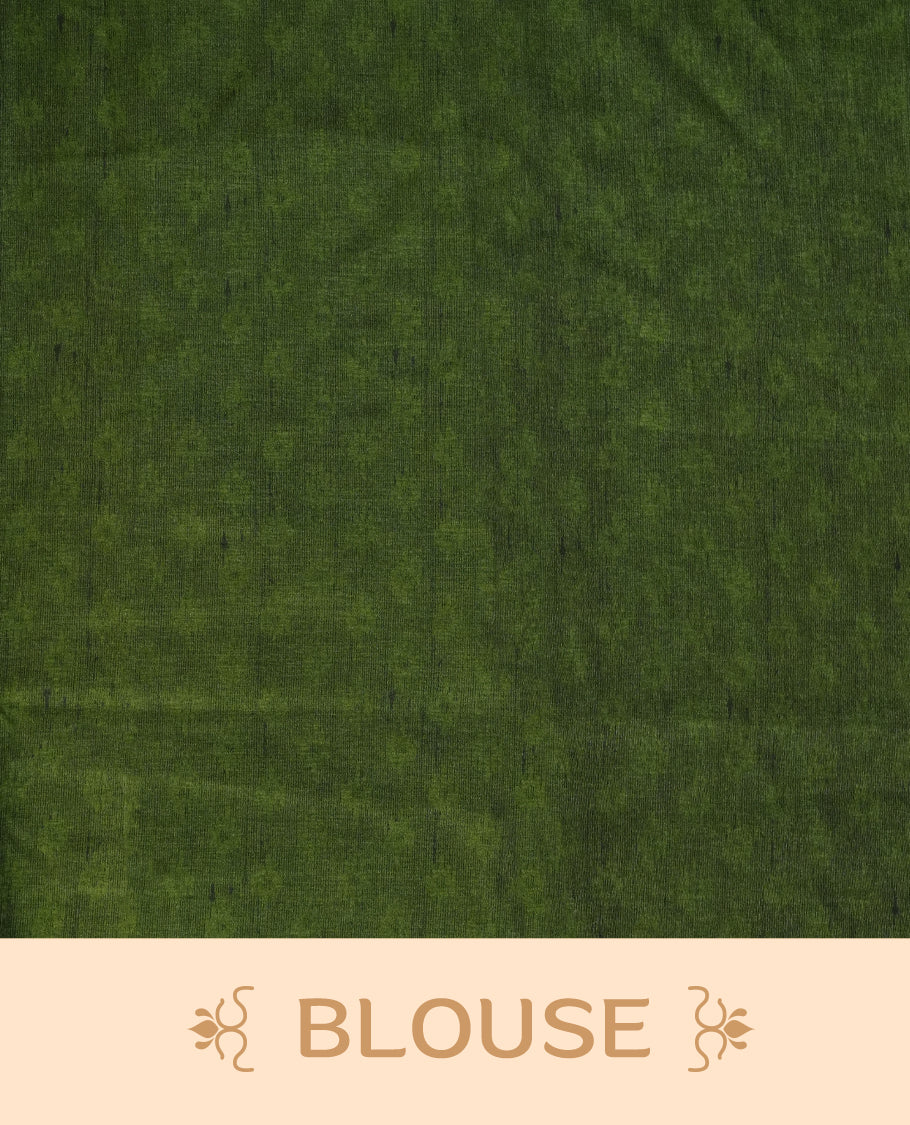 Green colour saree enhanced with a vibrant blue colour floral prints on body & pallu, and comes with a matching blouse.
