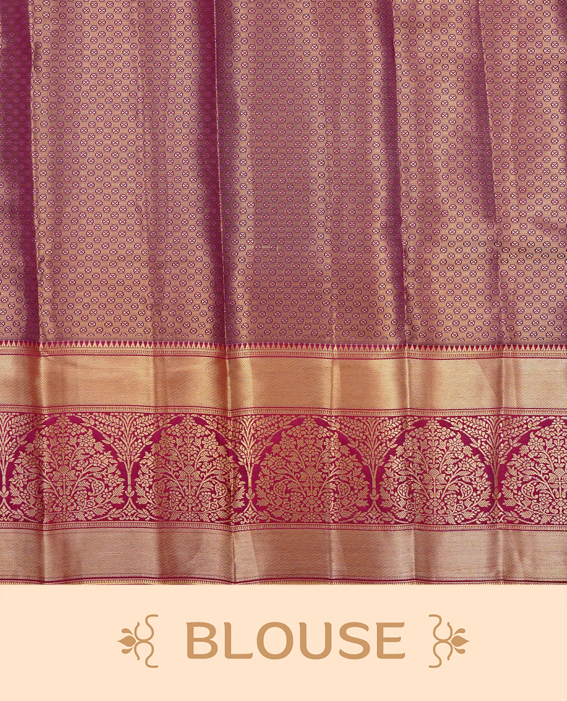 Gold & Maroon colour Double shade Semi tissue silk saree featuring Gold & silver Floral kodi pattern on body, Contrast Maroon colour with traditional border, paired with matching.