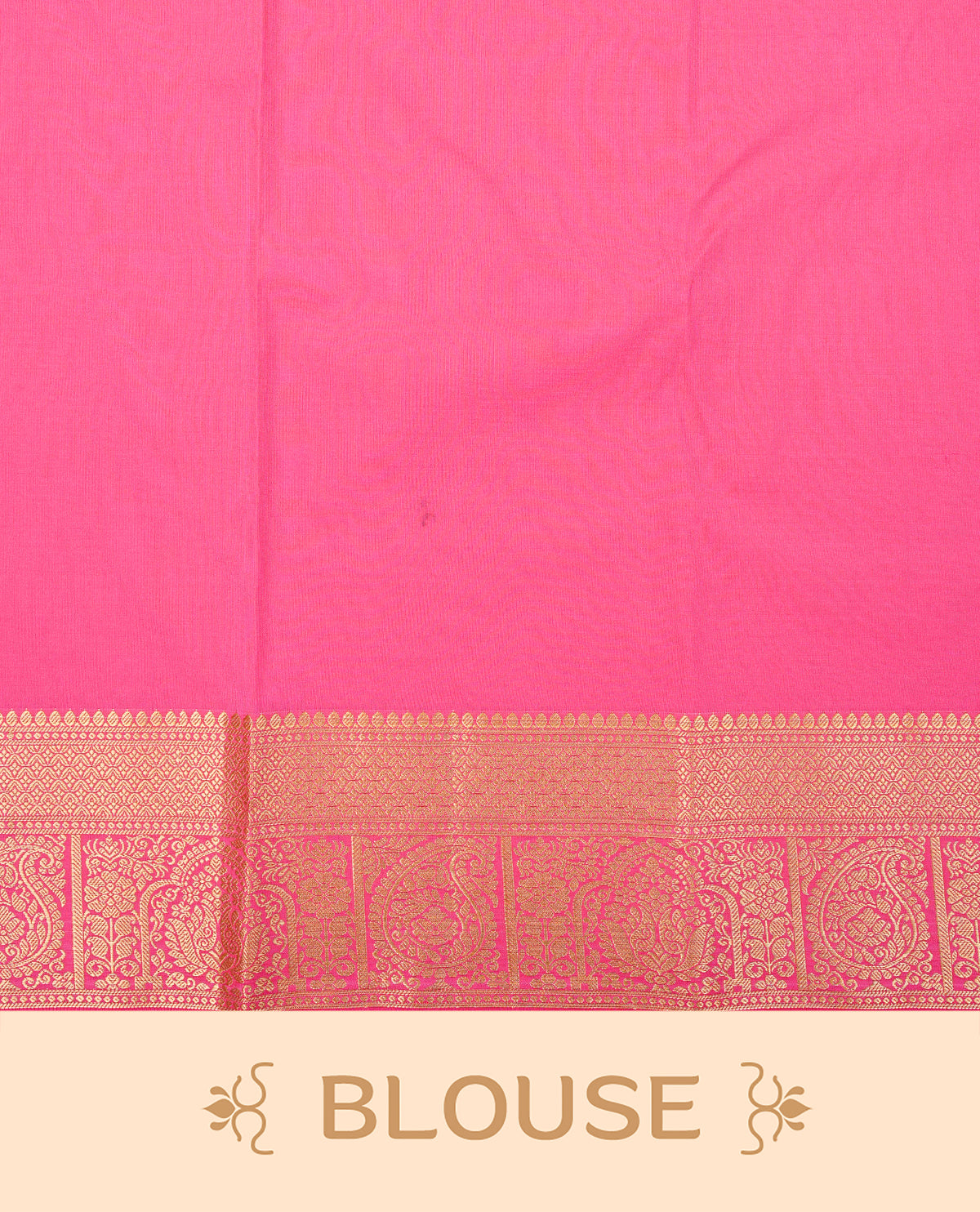 Magenta colour semi wedding saree featuring gold zari check with motifs on body complemented by Self colour with traditional border, comes with matching blouse piece.