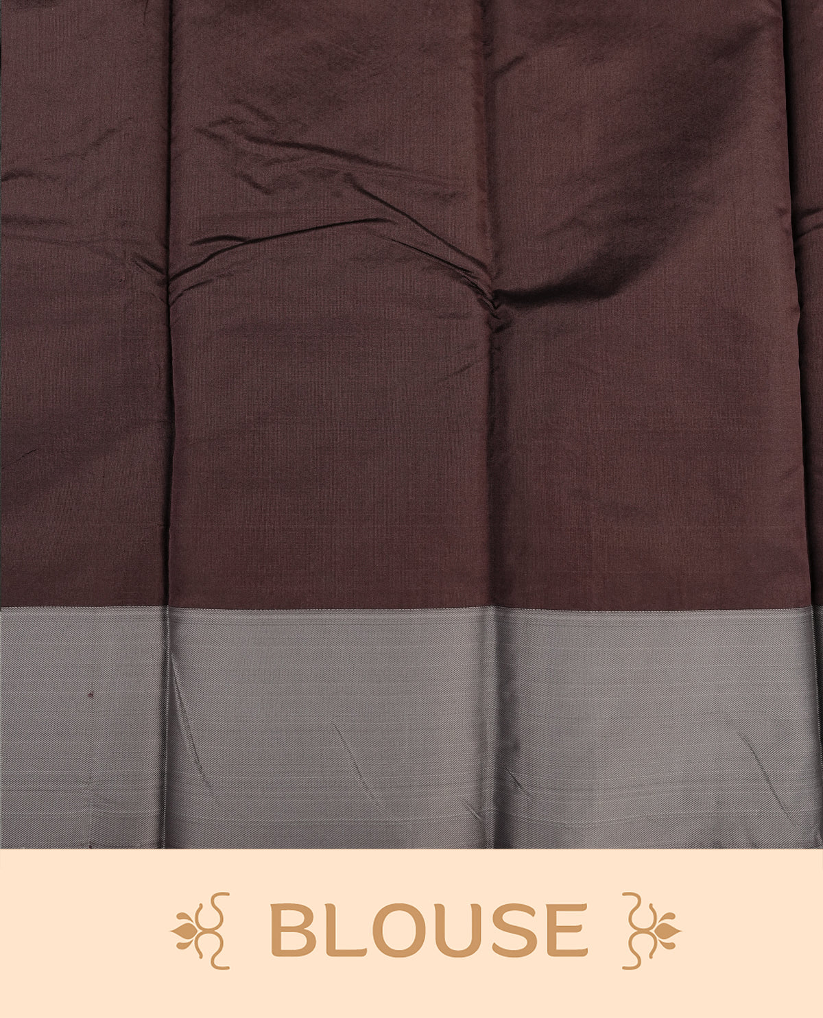 Dark brown colour silk cotton saree featuring ash colour thread motifs on body thread detiled contrast borders & pallu,comes with matching blouse piece
