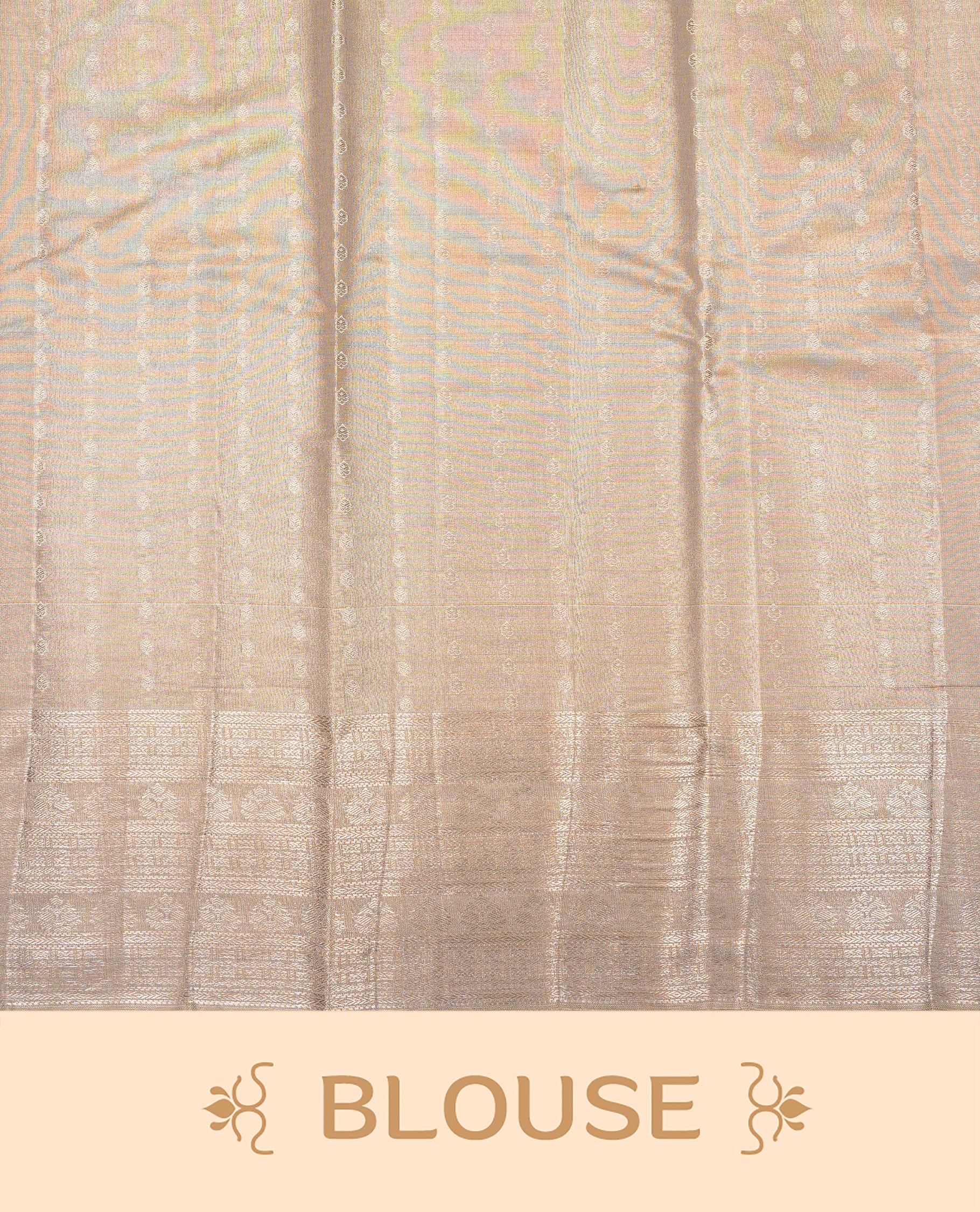 Sage & Silver colour Double shade Semi tissue silk saree featuring silver zari kodi pattern on body, self colour with traditional border, paired with matching.