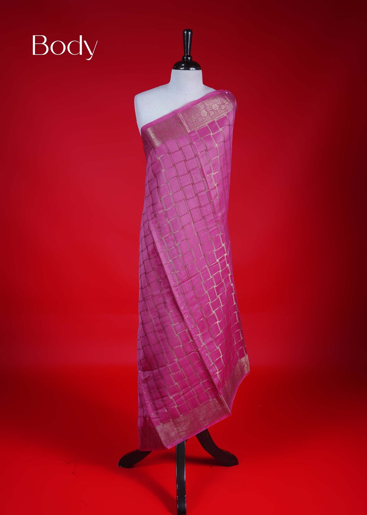 Onion pink colour Banarasi Chanderi silk saree