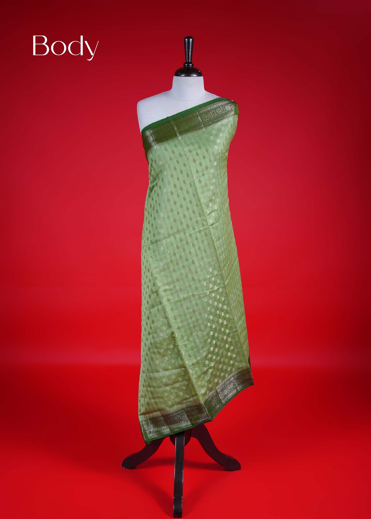 Pastel green colour Banarasi Chanderi silk saree