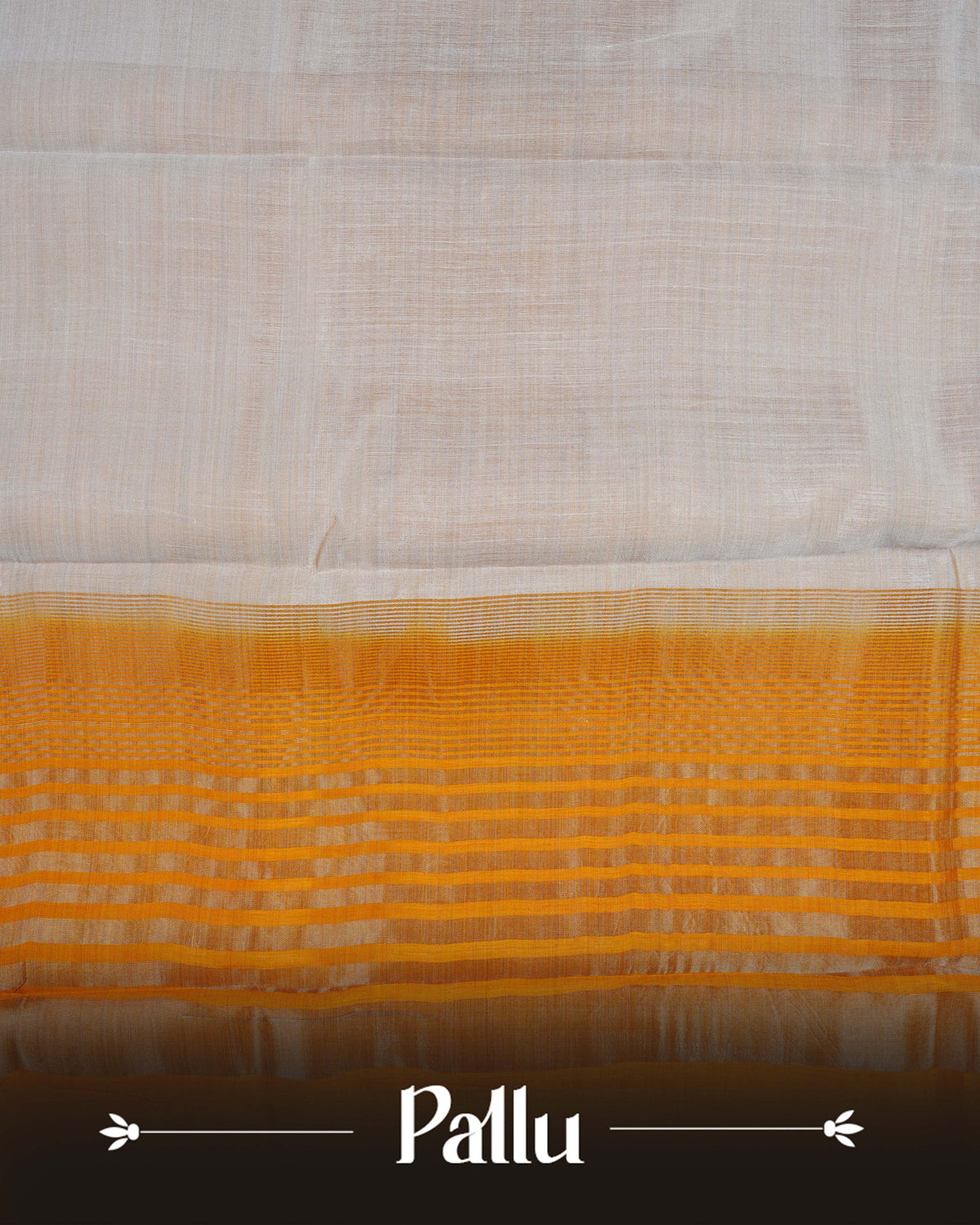 Cream colour Tussar silk saree Featuring Plain body, complemented by Contrast light orange colour gold zari floral patterns on border, paired with matching blouse piece.