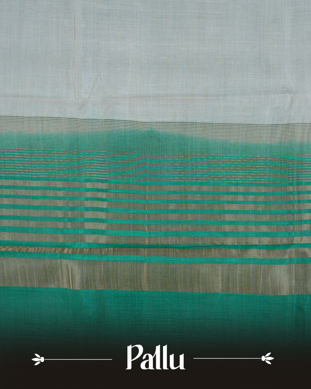Cream colour Tussar silk saree Featuring Plain body, complemented by Contrast green colour gold zari floral patterns on border, paired with matching blouse piece.