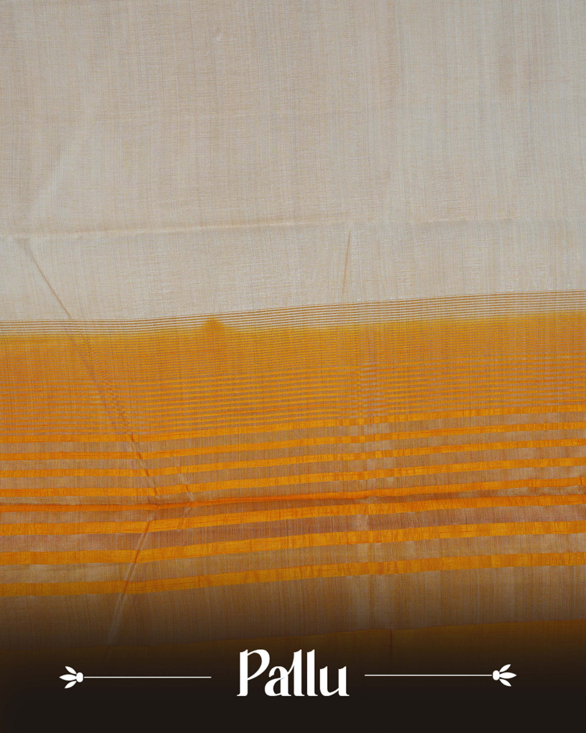 Cream colour Tussar silk saree Featuring Plain body, complemented by Contrast mustard colour gold zari border, paired with matching blouse piece.