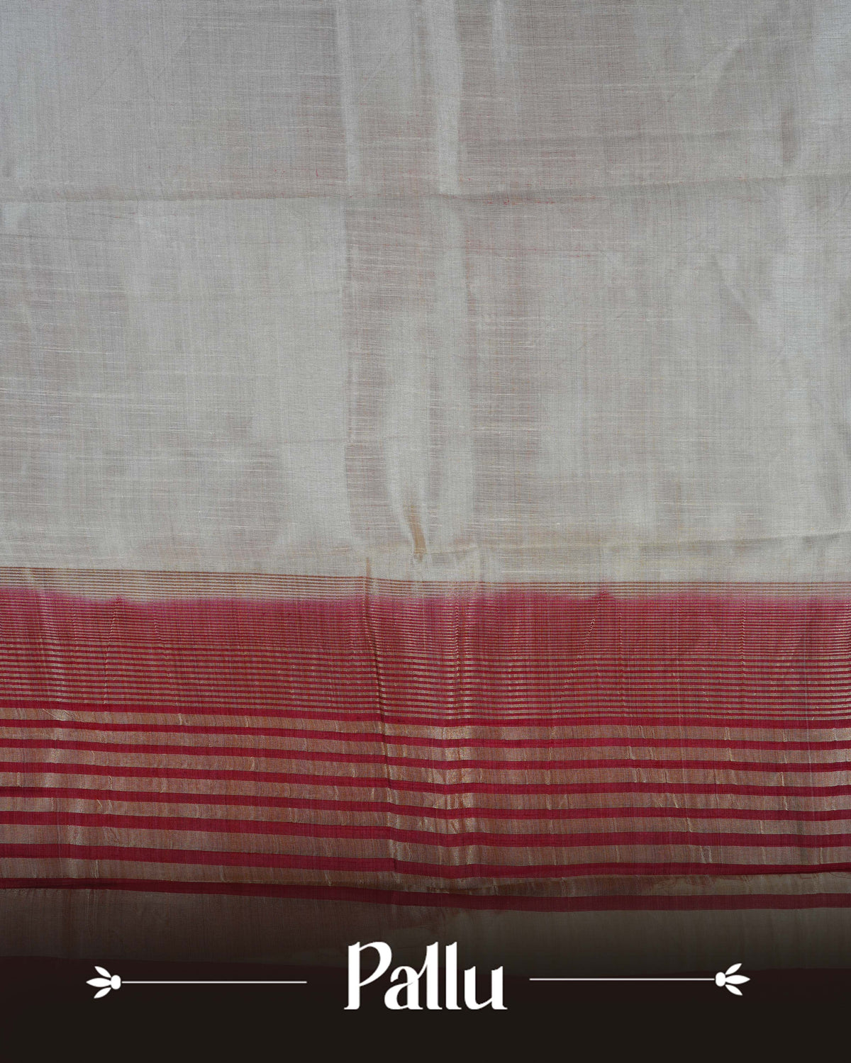 Cream colour Tussar silk saree Featuring Plain body, complemented by Contrast maroon colour gold zari temple & zari border, paired with matching blouse piece.