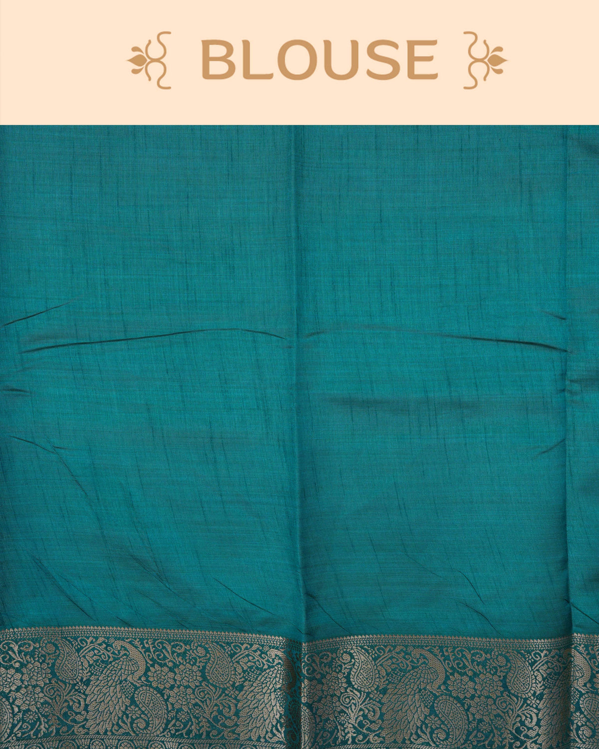 Cream colour Tussar silk saree Featuring Plain body, complemented by Contrast green colour gold zari peacock & mango motifs on border, paired with matching blouse piece.
