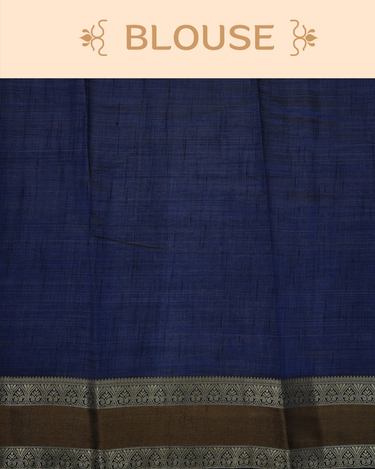 Cream colour Tussar silk saree Featuring Plain body, complemented by Contrast navy blue colour double border with zari detailing, paired with matching blouse piece.