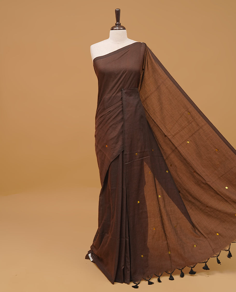 Brown Colour Mul Cotton saree