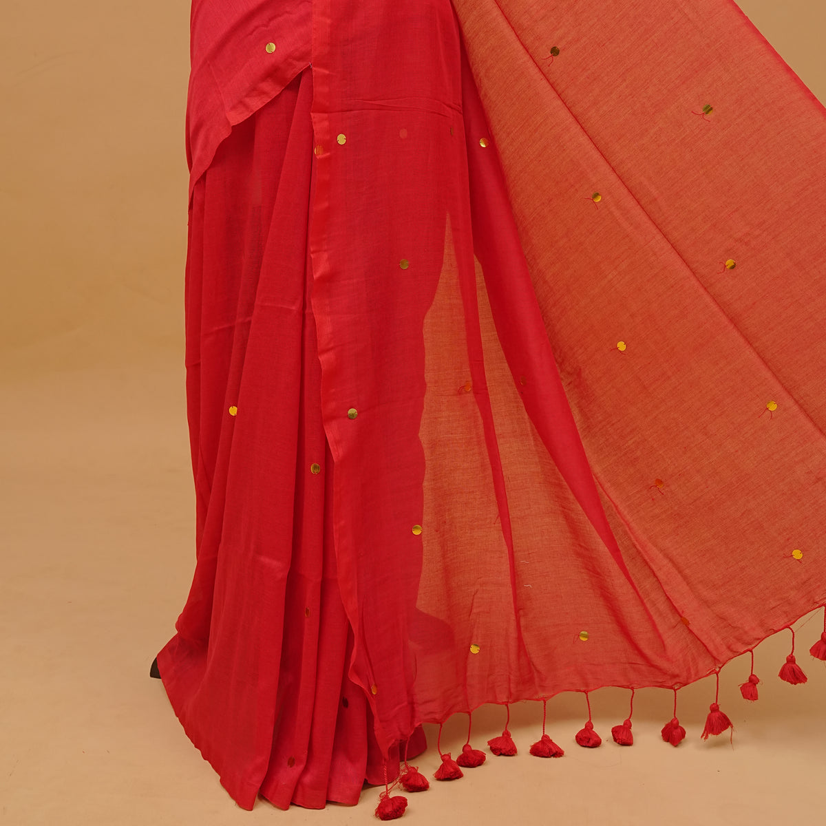 Red Colour Mul Cotton saree
