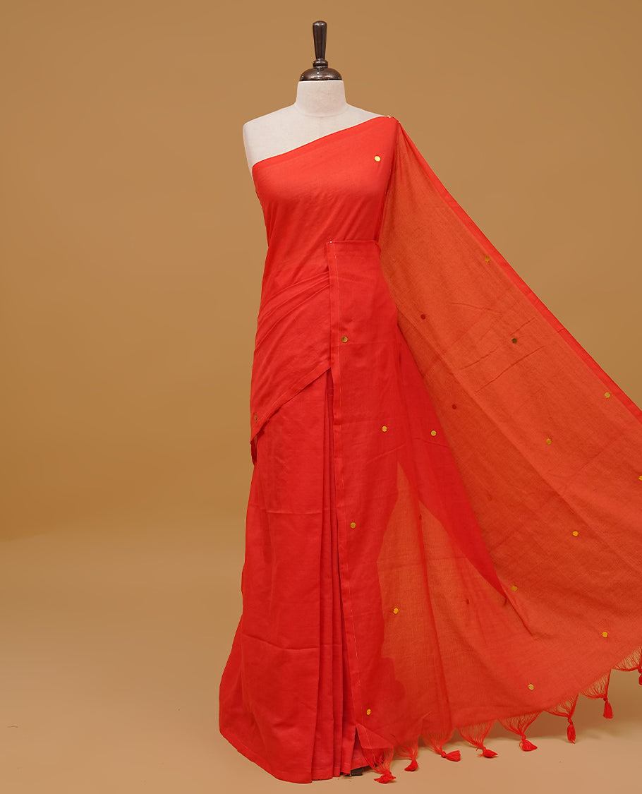 Red Colour Mul Cotton saree