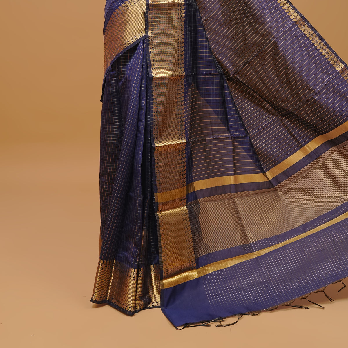 Navy blue colour semi silk saree
