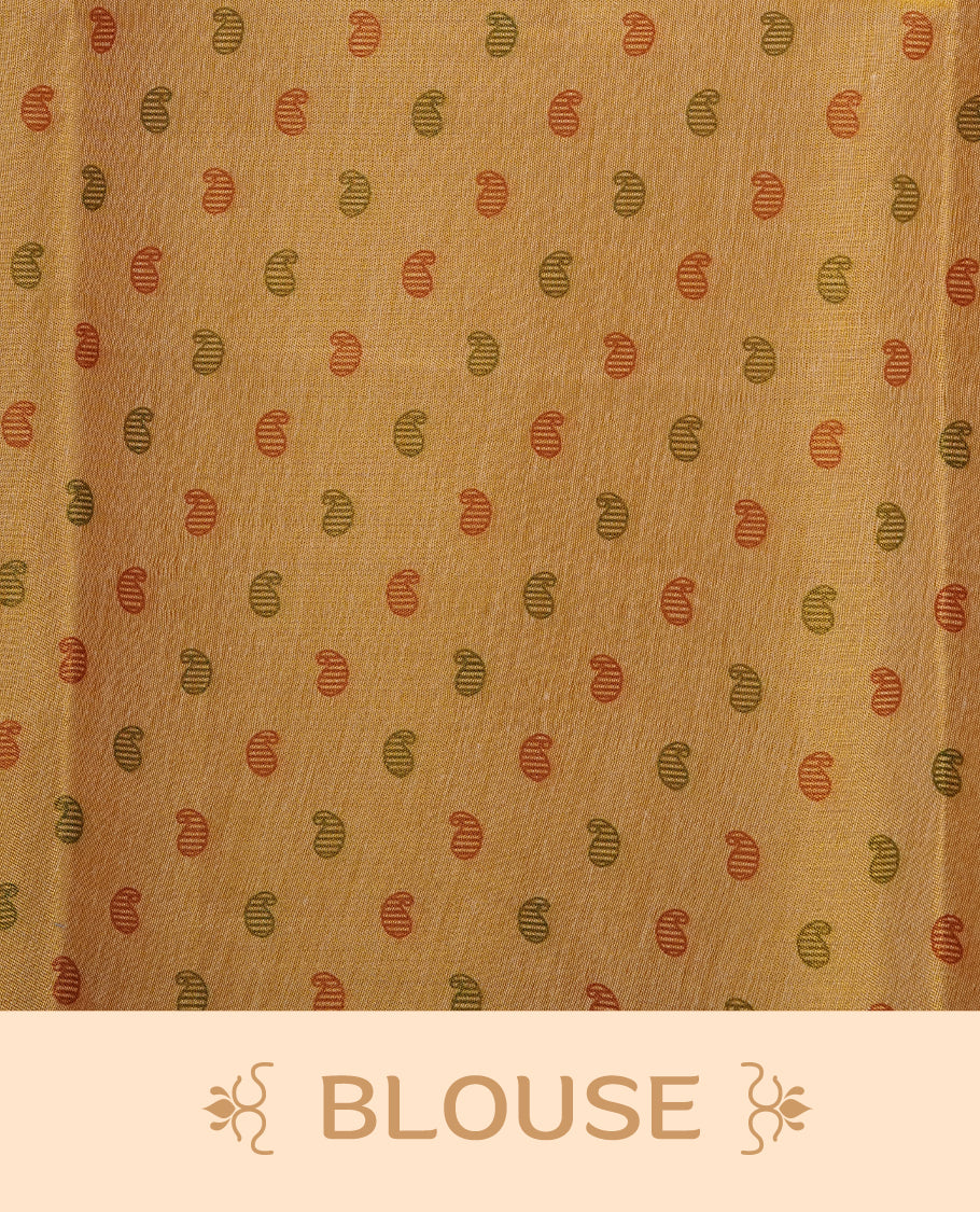 Gold colour semi tissue cotton saree