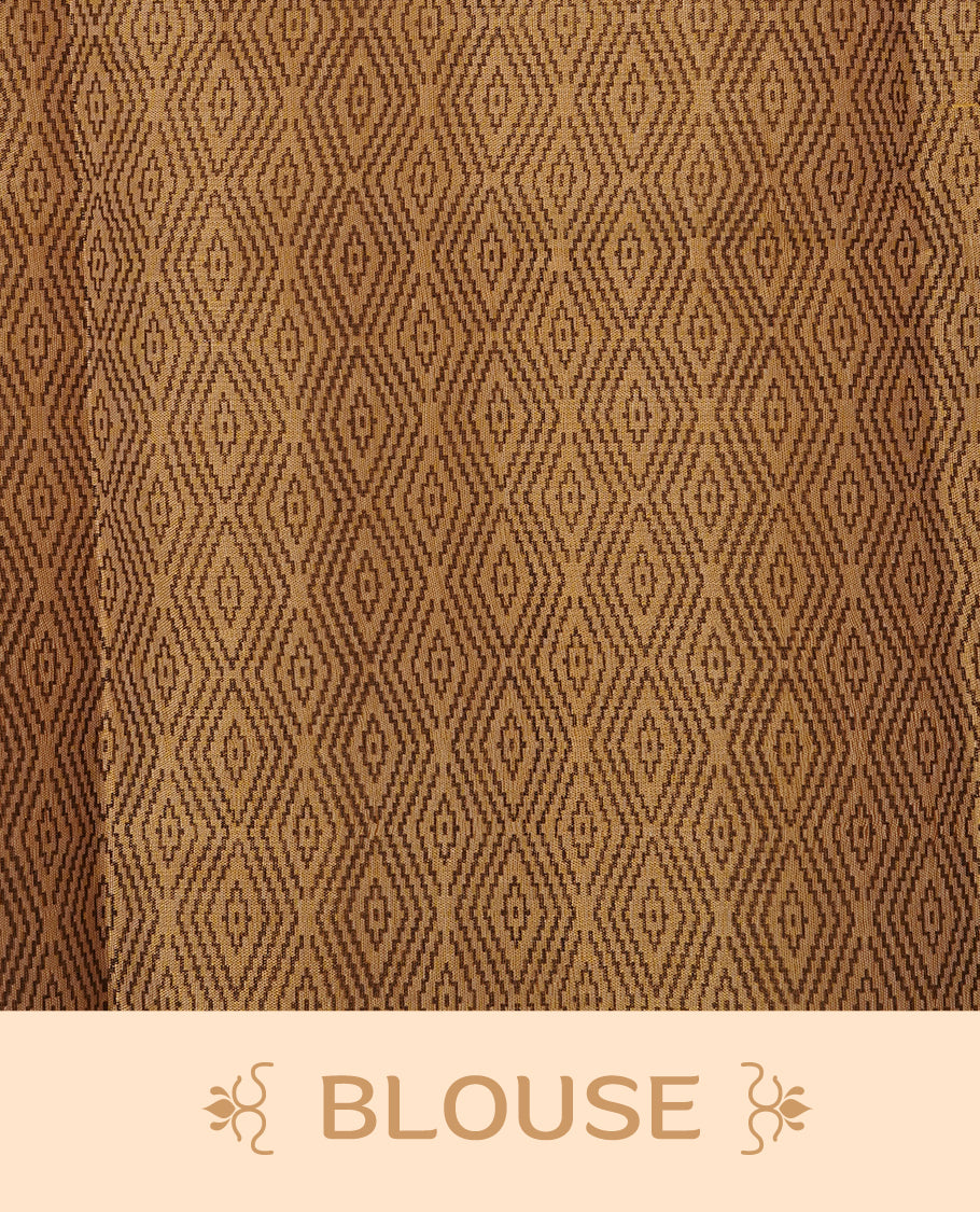 Gold colour semi tissue cotton saree