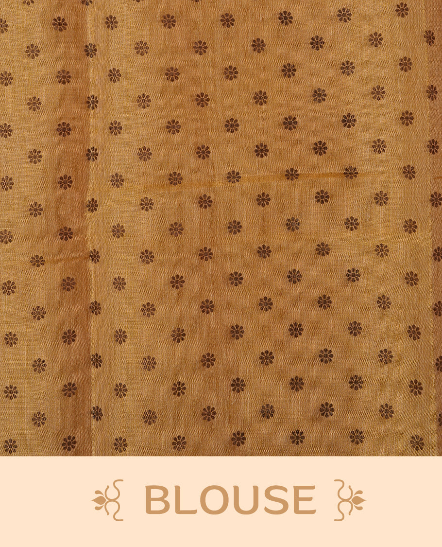 Gold colour semi tissue cotton saree