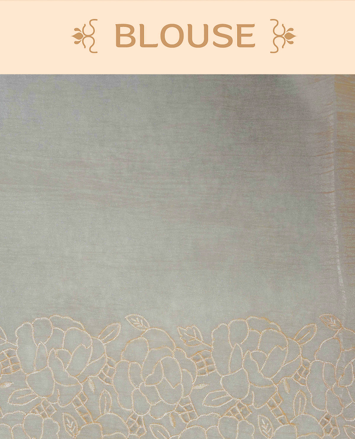 Cream colour Crush organza saree with Thread work.