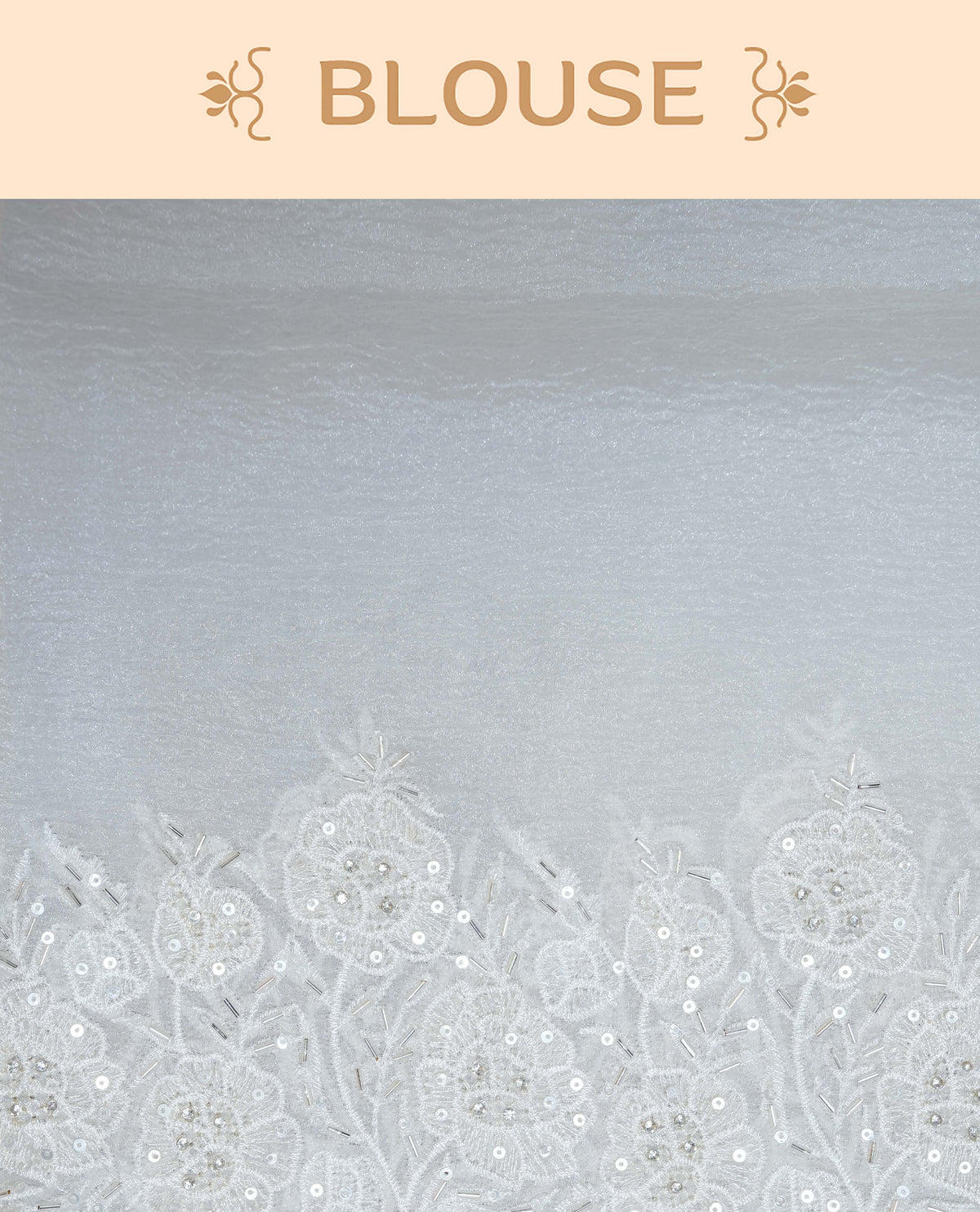 White colour Crush organza saree with Thread & Cut beat work.