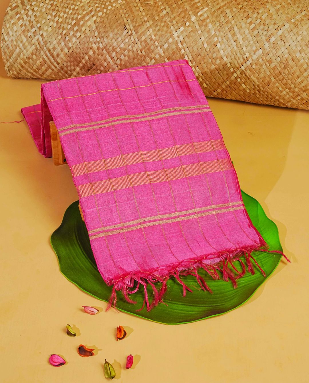 Magenta colour fiber silk saree