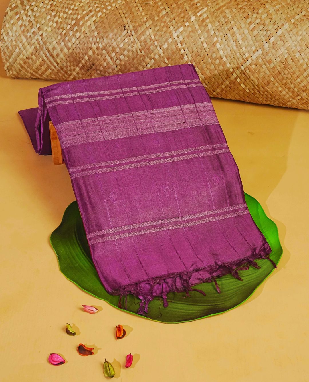 Pinkish maroon colour fiber silk saree
