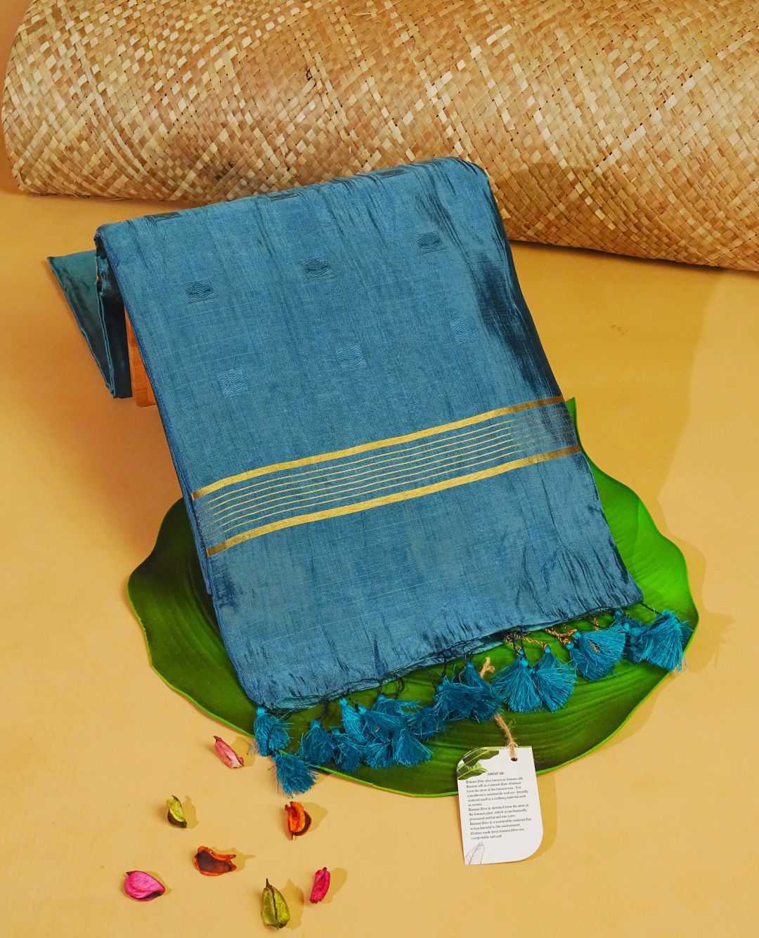 Steal Blue colour fiber silk saree