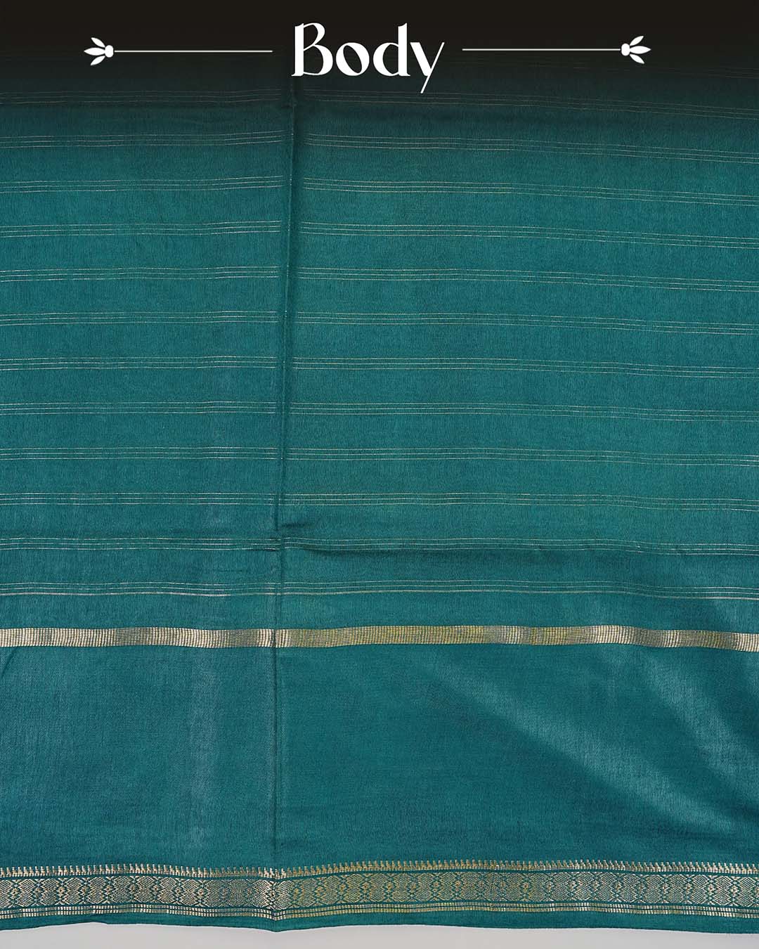 Deep teal colour Tusser Silk saree