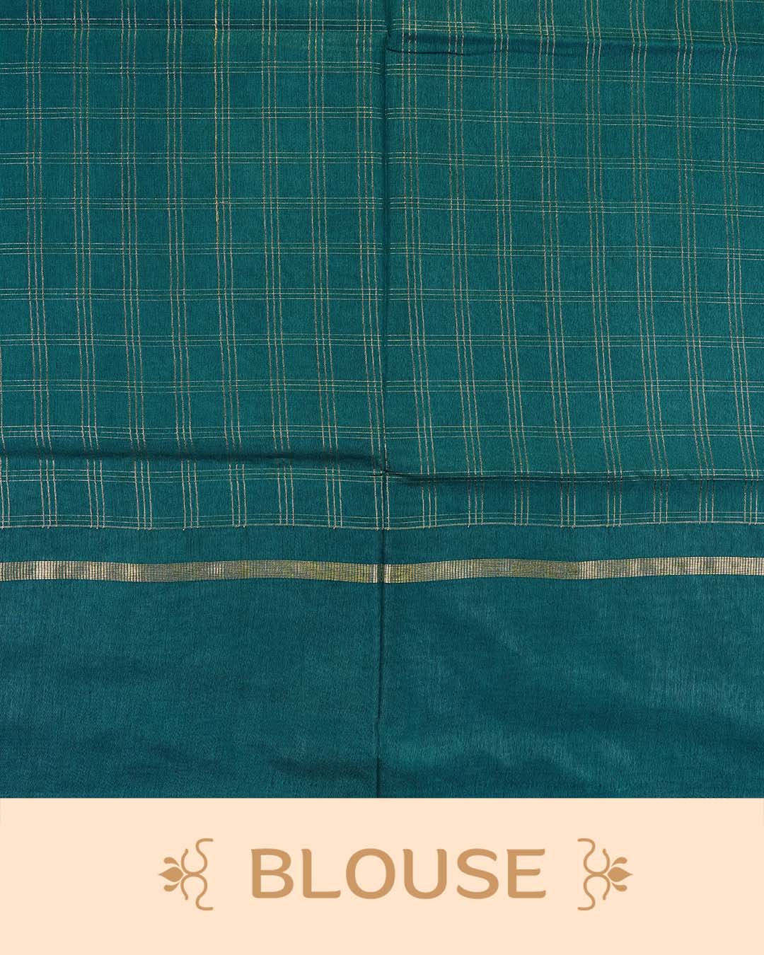 Deep teal colour Tusser Silk saree