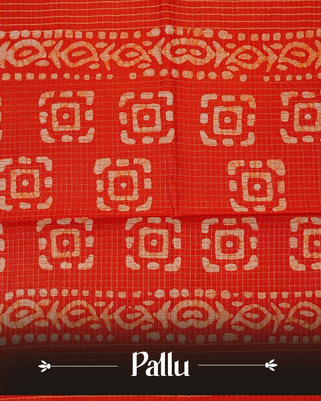 Rust orange colour Tusser Silk saree