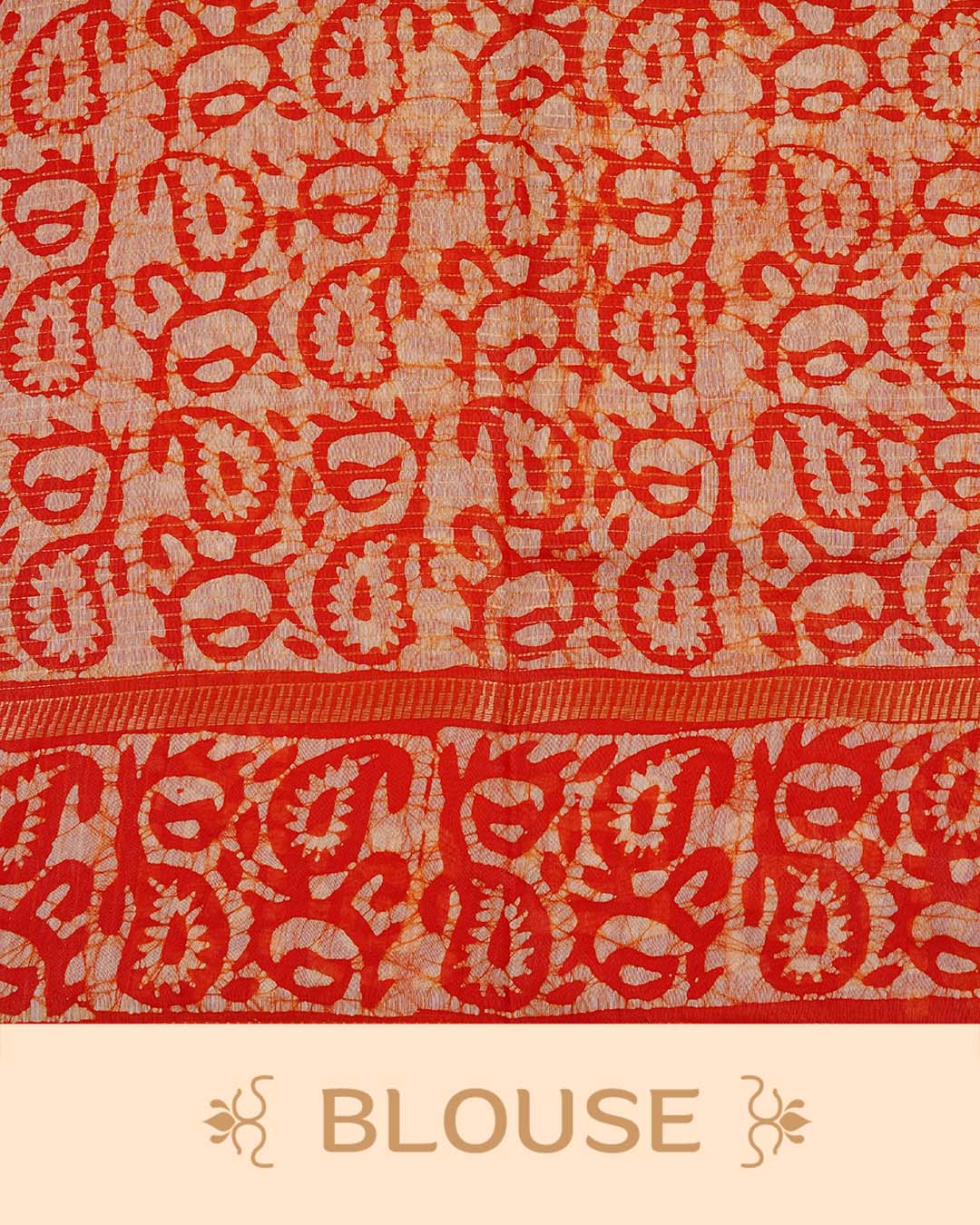 Rust orange colour Tusser Silk saree