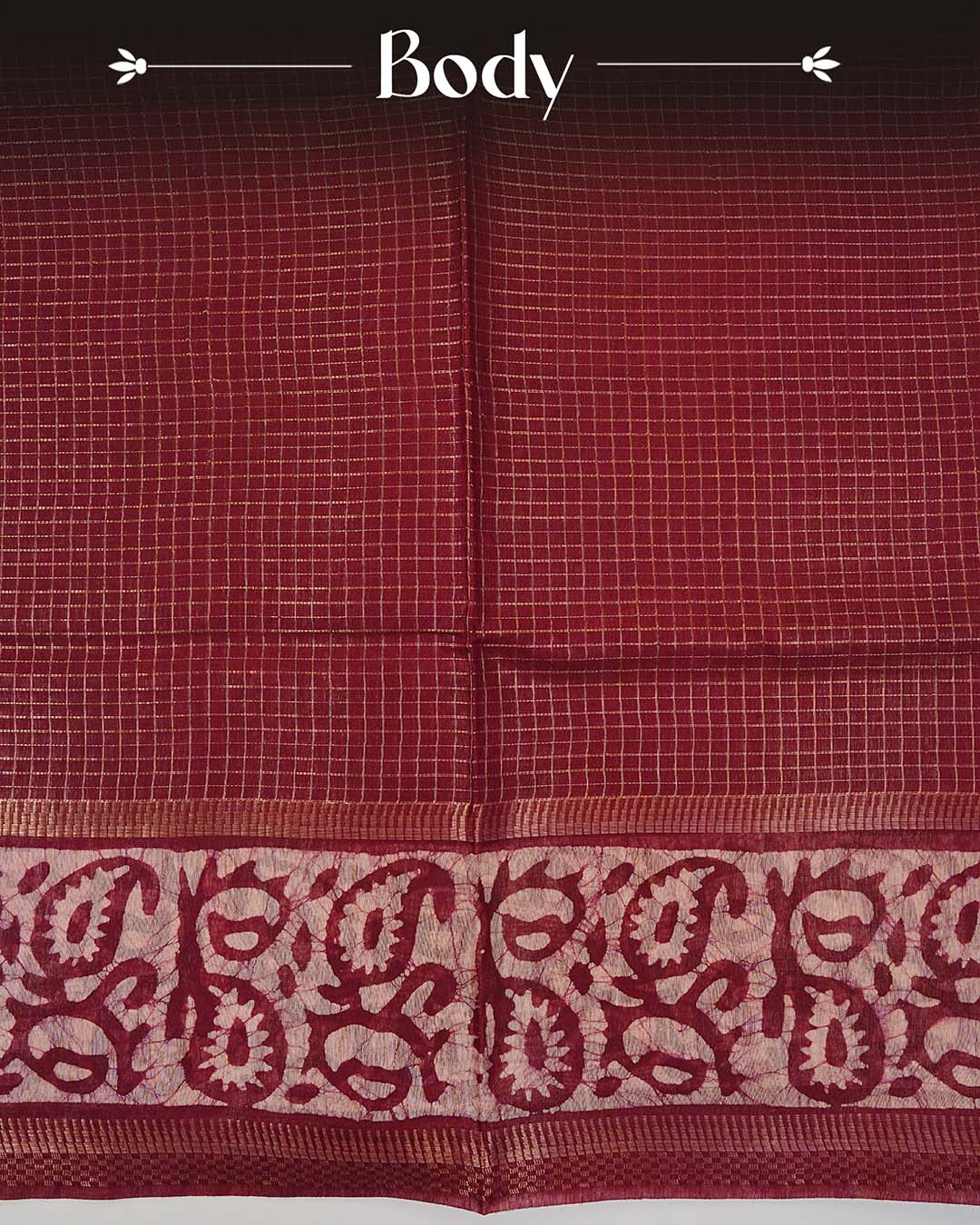 Wine colour Tusser Silk saree