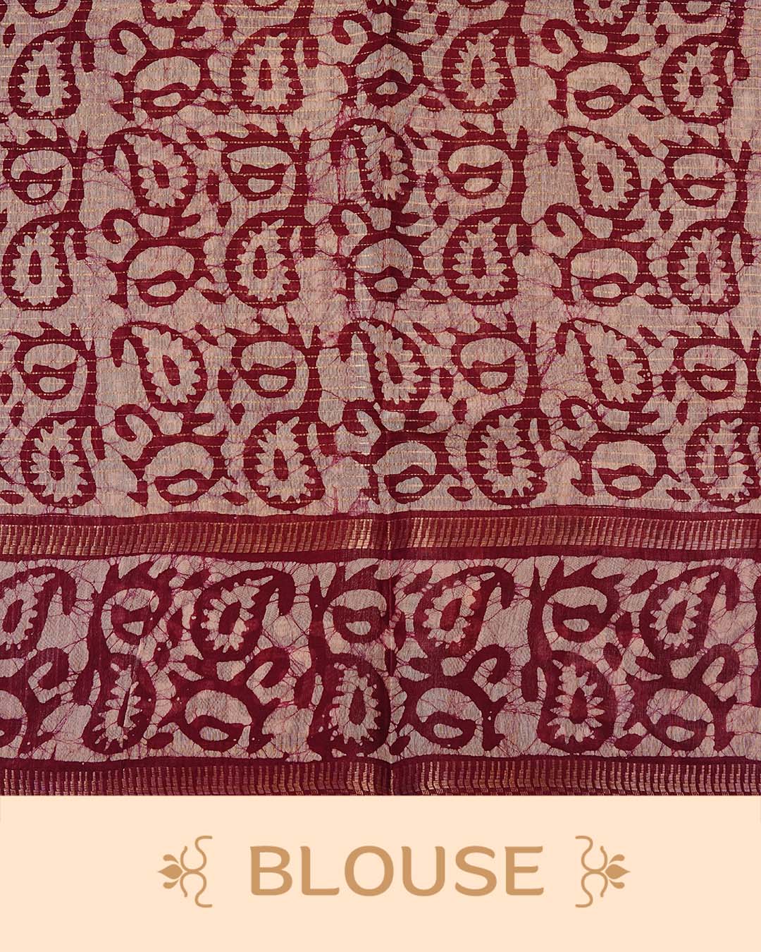 Wine colour Tusser Silk saree