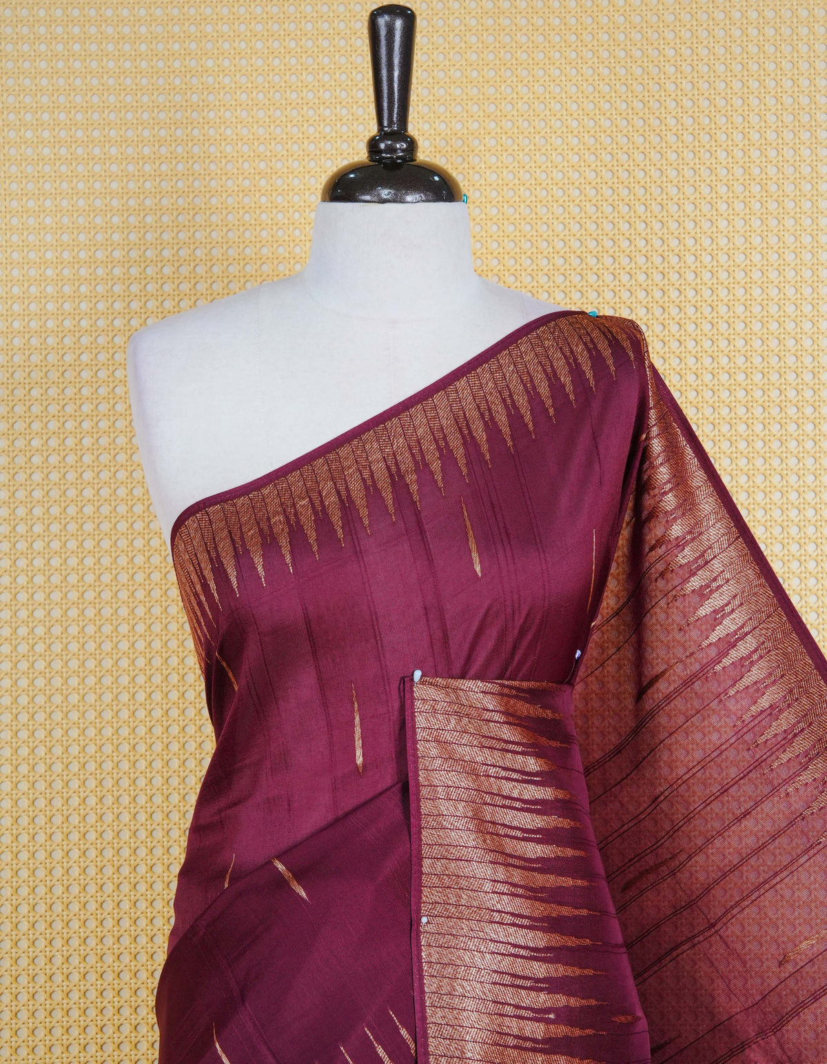 Wine colour semi banaras tussar georgette saree
