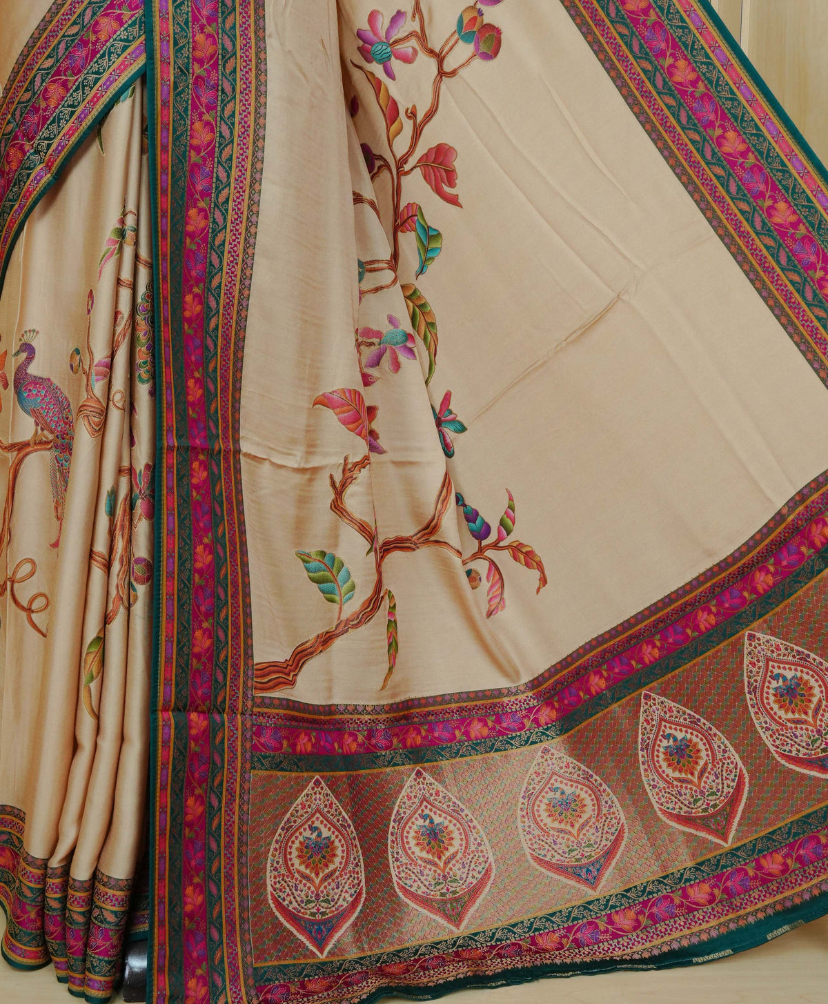 Beige Colour Pashmina Saree