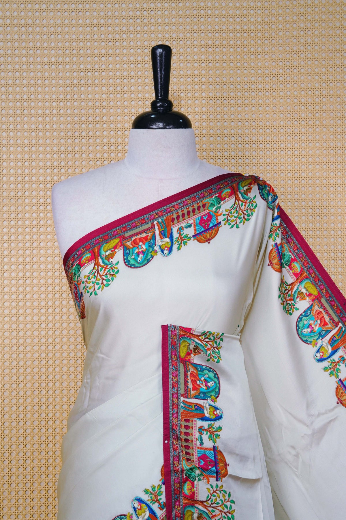 Cream Colour Pashmina Saree