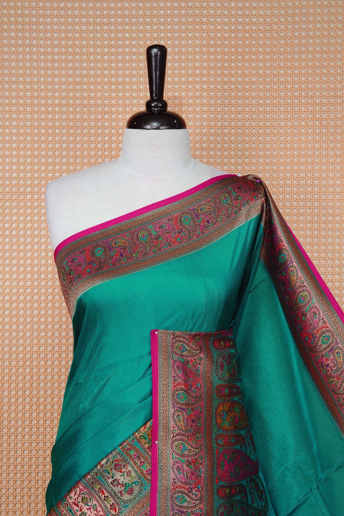 Teal green Colour Pashmina Saree