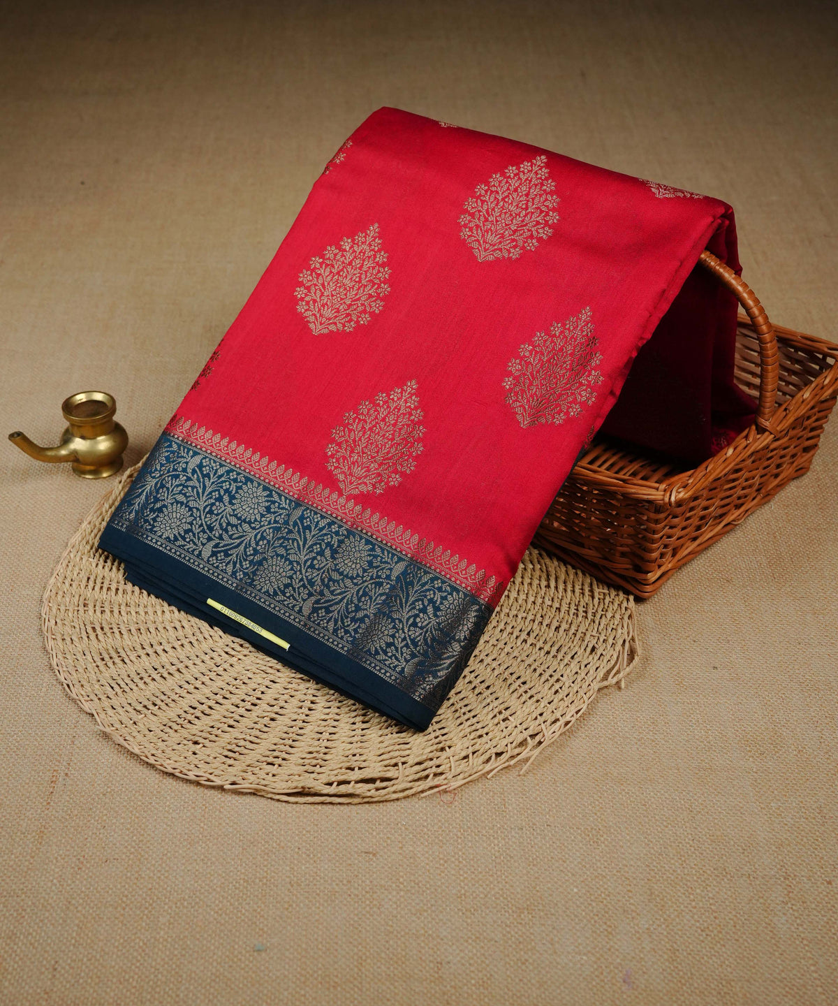 Red colour Banarasi soft silk saree